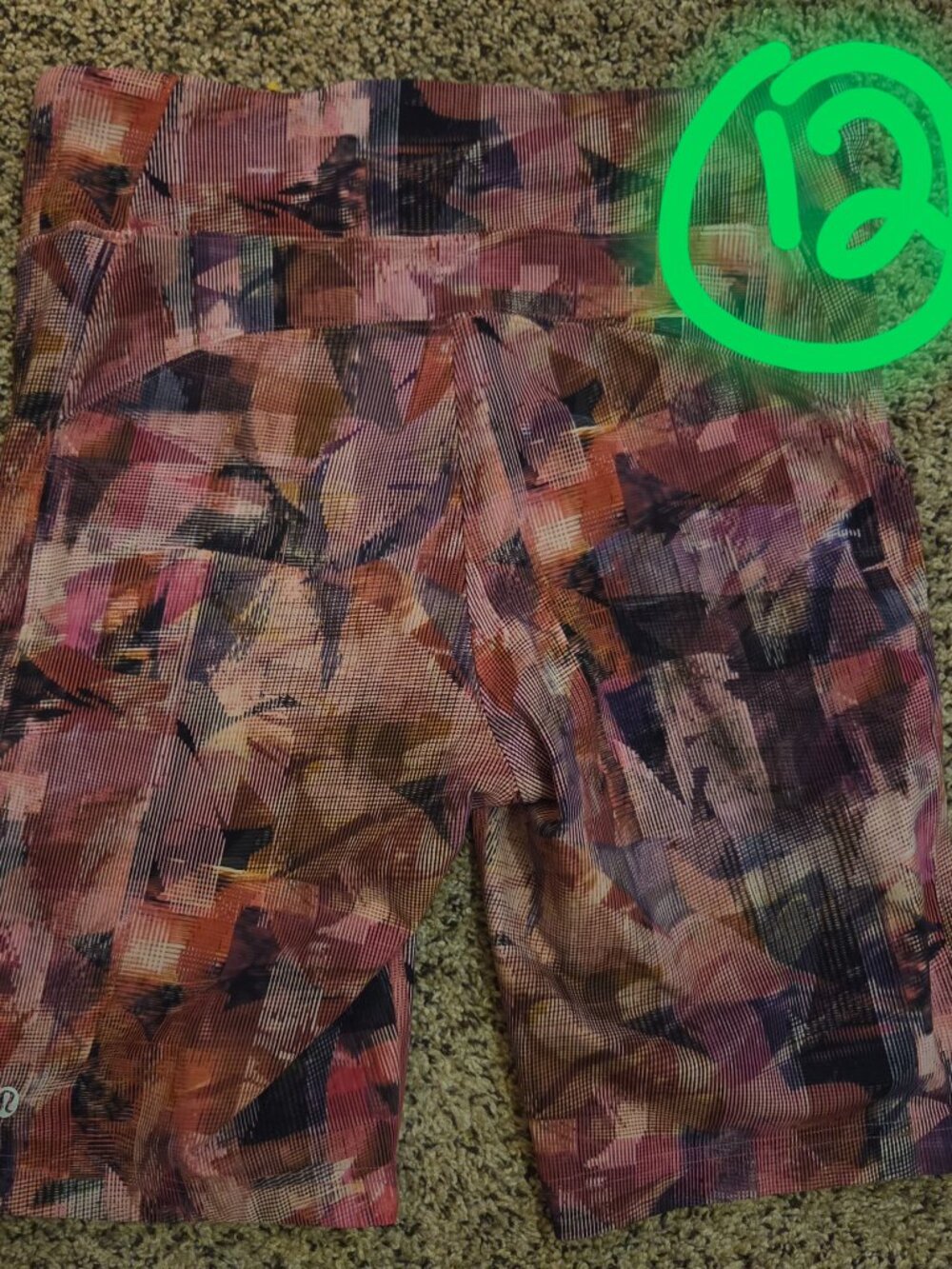 LULULEMON Sun Dazed Multi Pink ON PACE 10" High-Rise Biker Short SIZE 12